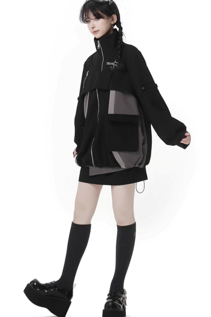 Black Cargo Anti-wrinkle Jacket Set