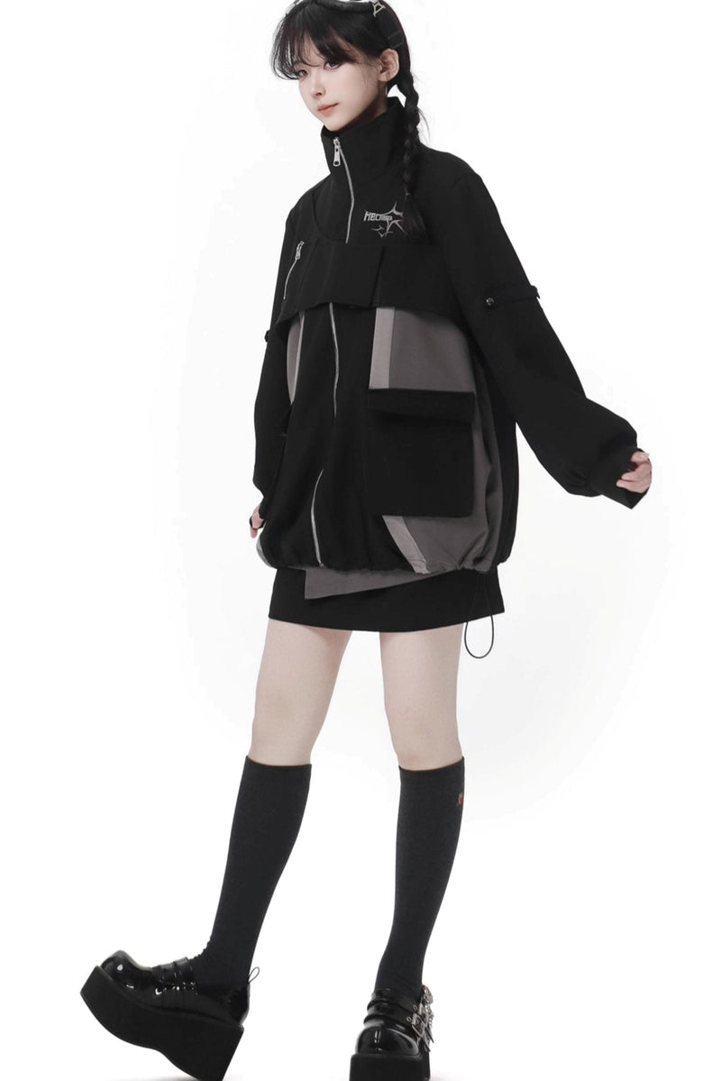 Black Cargo Anti-wrinkle Jacket Set