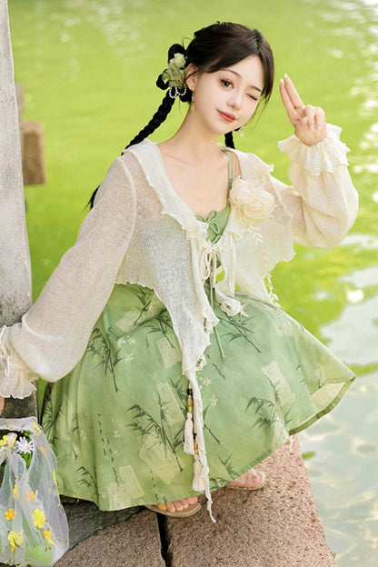 Daily Hanfu Sweet Cardigan + Slip Dress