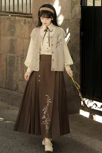 College Style Hanfu Skirt Set