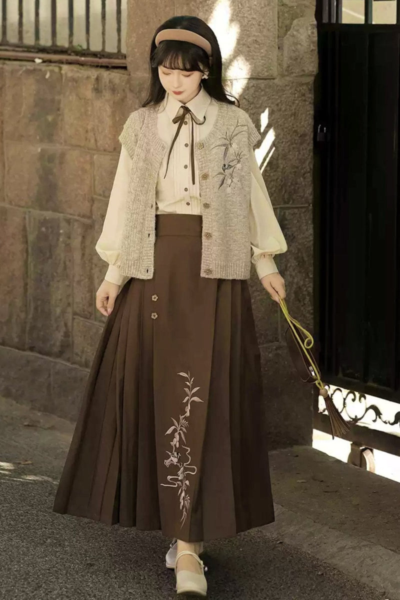College Style Hanfu Skirt Set
