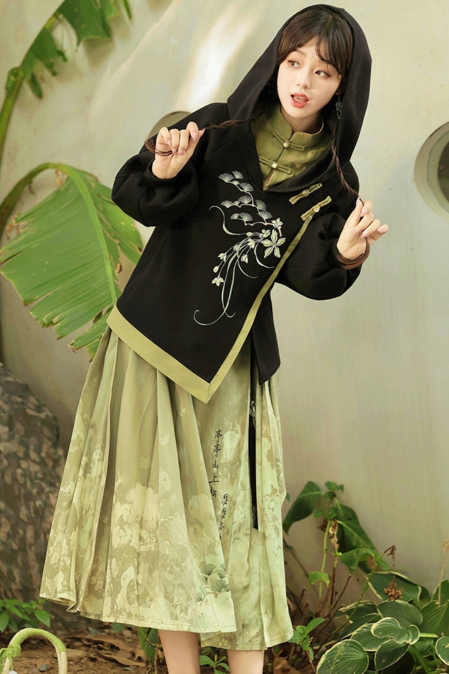 Chinese-style Girl Hoodie + Skirt