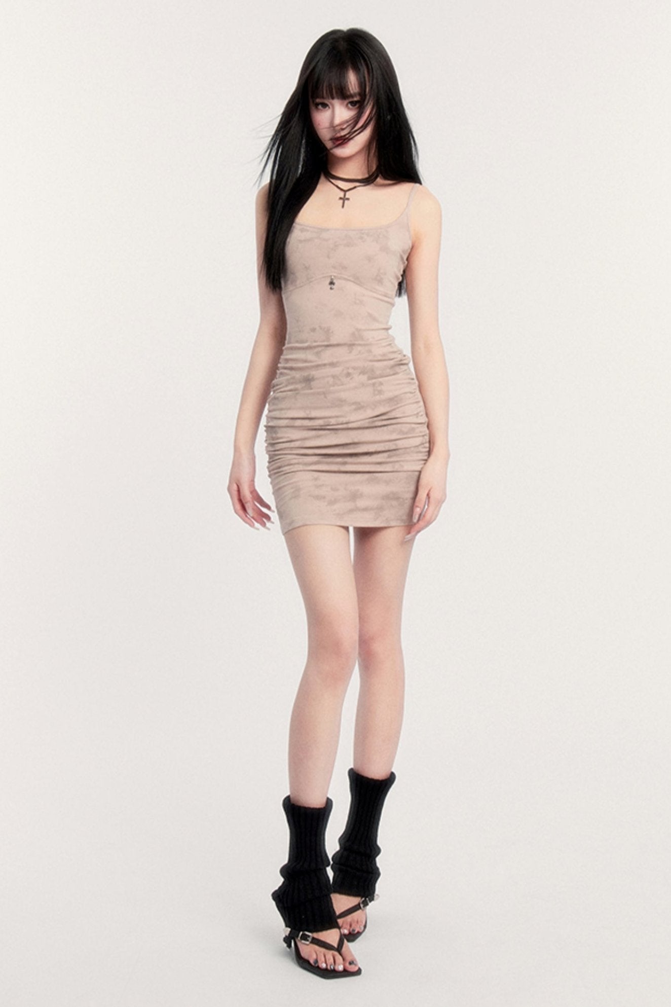 Tie-dye Suspender Hip Skirt Dress