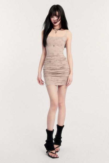 Tie-dye Suspender Hip Skirt Dress