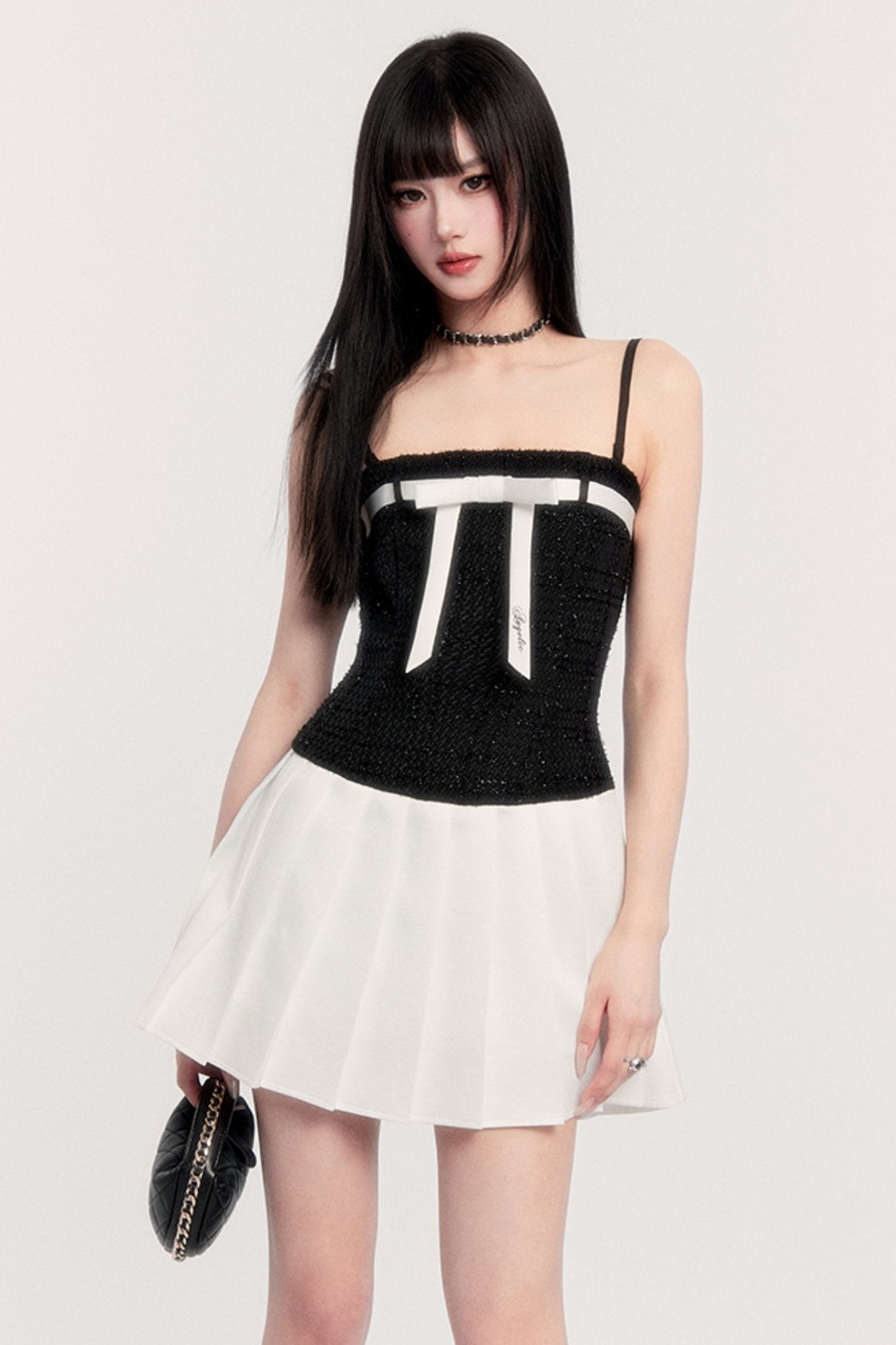 Bow Contrast Two-piece Short Set