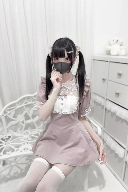 [pre-order] Lace Stitching Doll Collar Dress