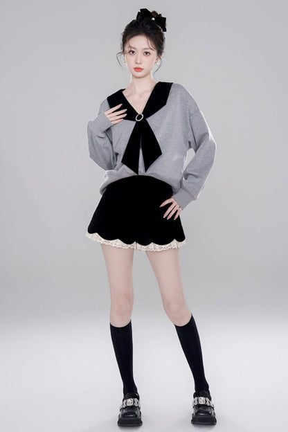 Niche Design Gray Pullover Top Set