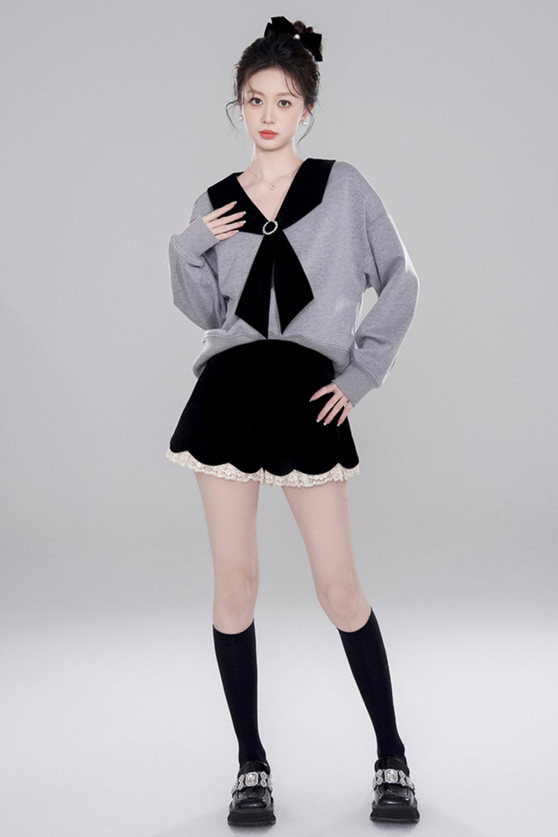 Niche Design Gray Pullover Top Set
