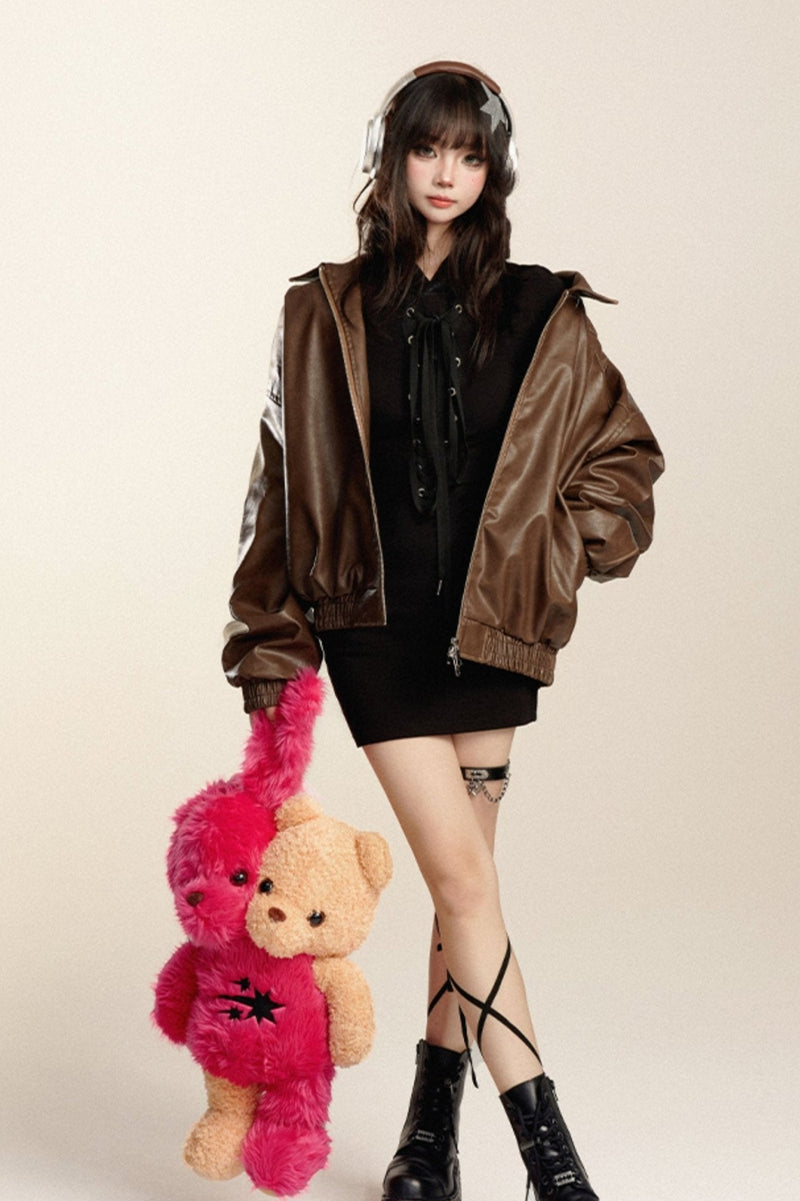 Leather Biker Jacket Set
