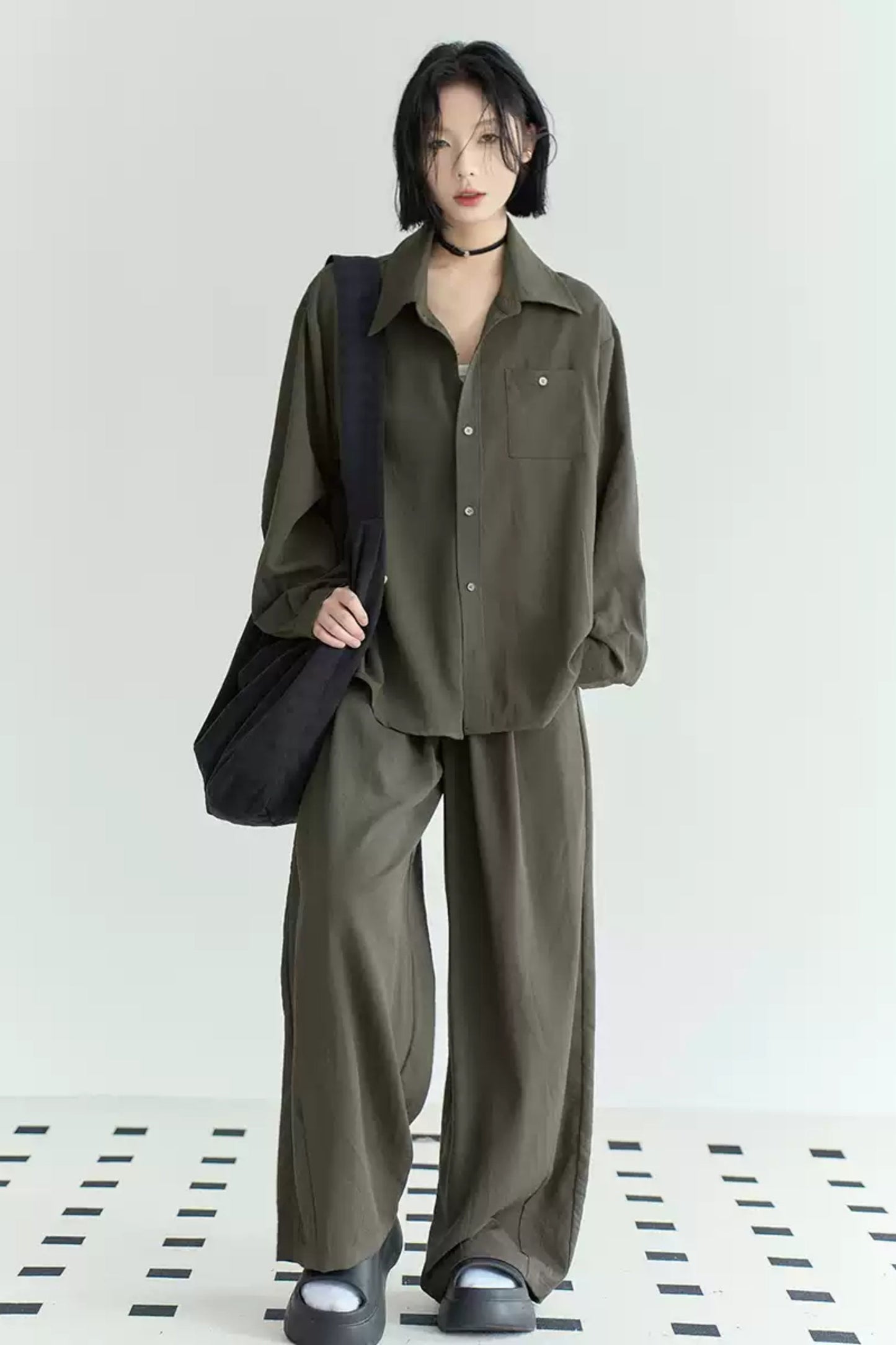 Cotton Linen Long Sleeve Shirt Trousers Set