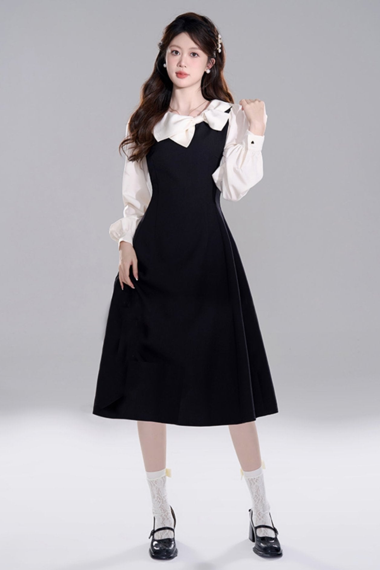 Black Waist Cinch Hepburn Dress