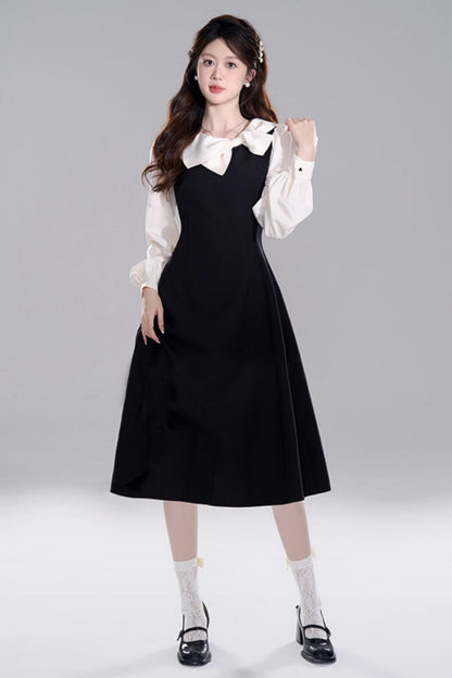 Black Waist Cinch Hepburn Dress