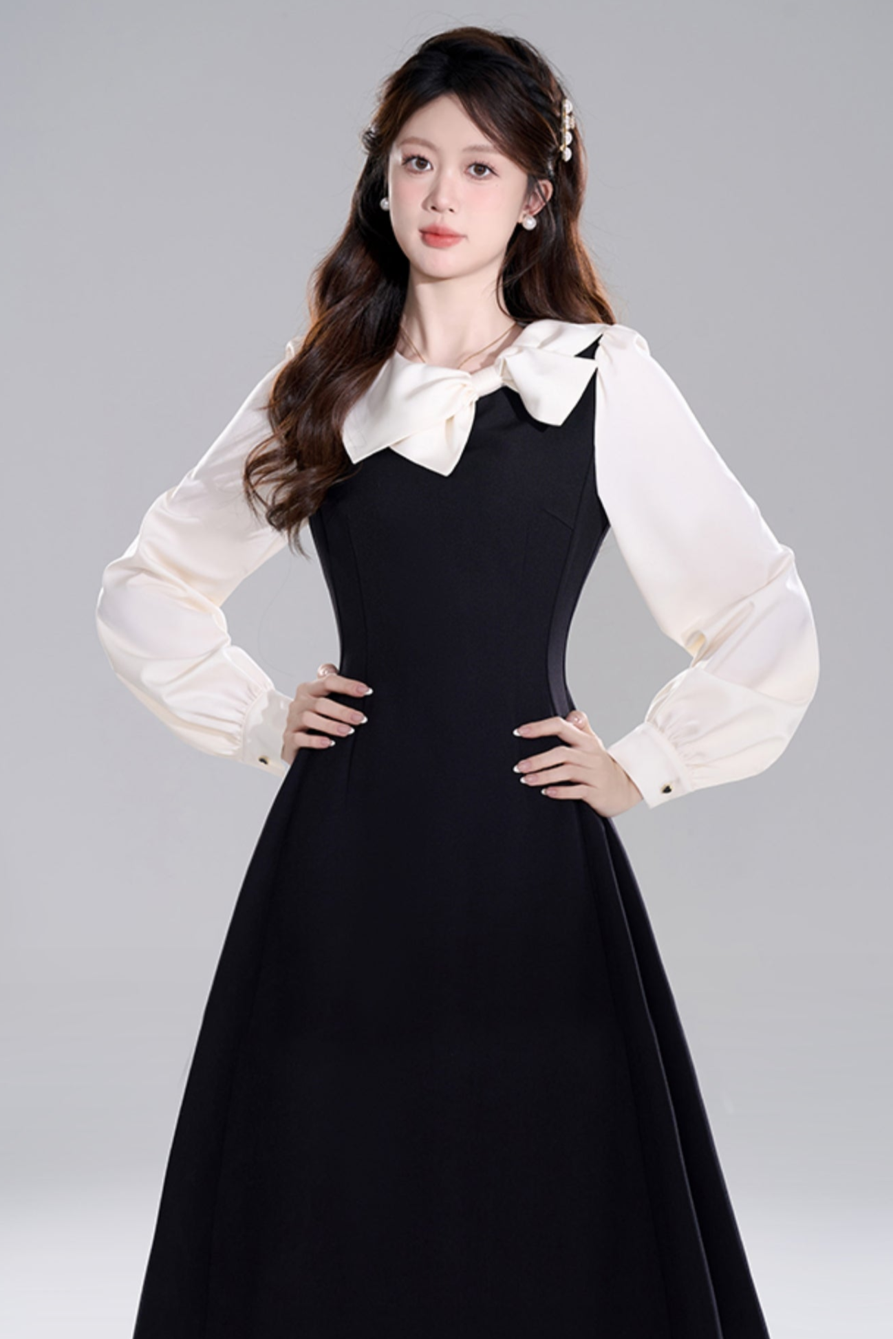 Black Waist Cinch Hepburn Dress