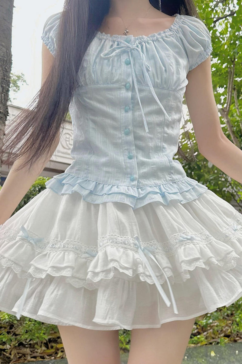 One-shoulder Doll Skirt Set