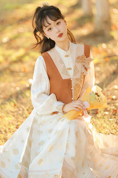 Goldfish Retro Chinese-style Girly Vest + Top + Skirt
