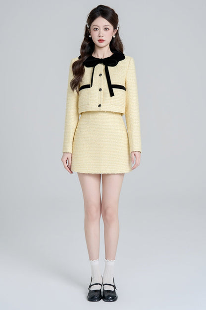 Yellow Two-piece Short Coat Set