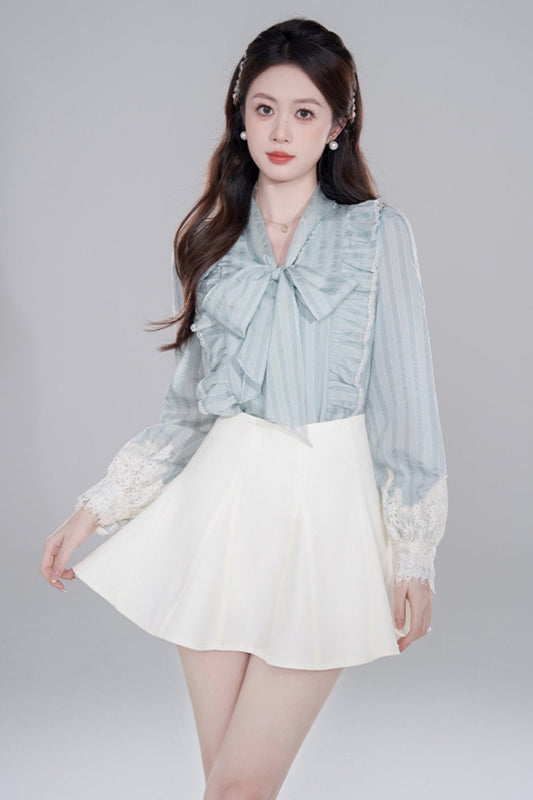 Blue Stripe Neck Lace Set