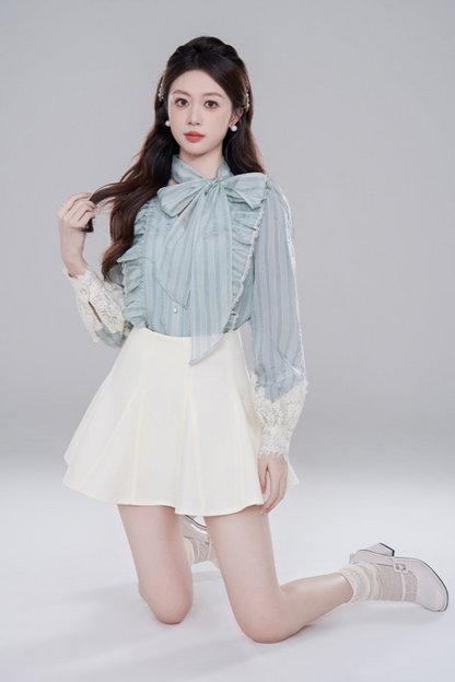 Blue Stripe Neck Lace Set