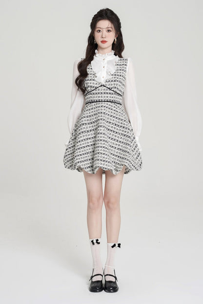 Houndstooth High-end Bud Skirt Dress Set
