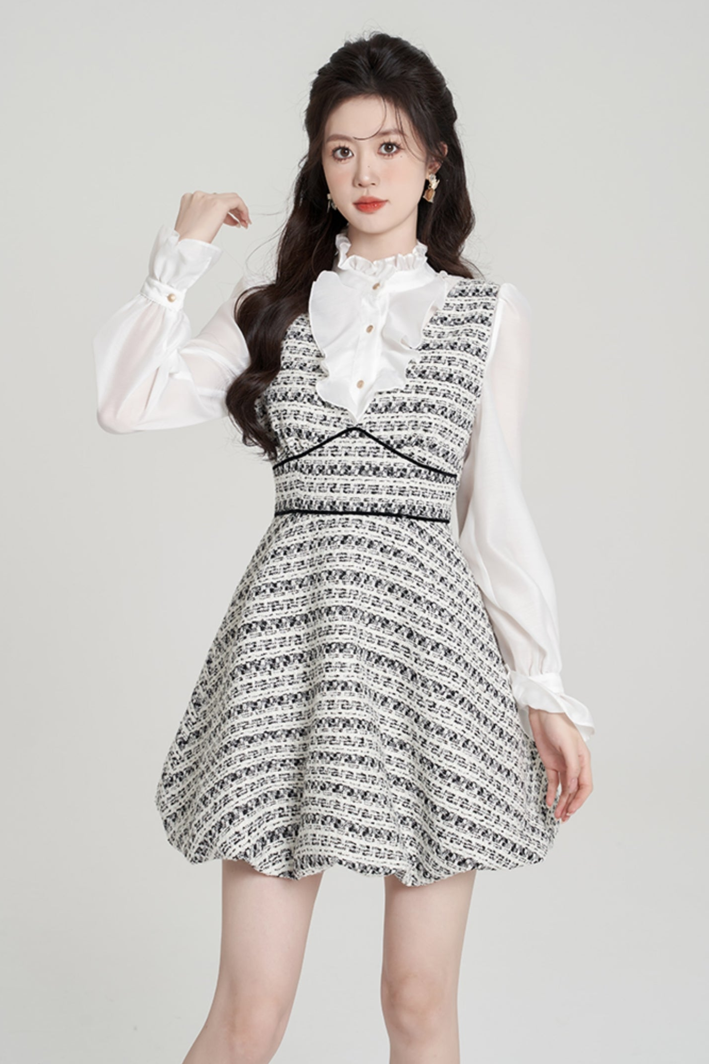 Houndstooth High-end Bud Skirt Dress Set