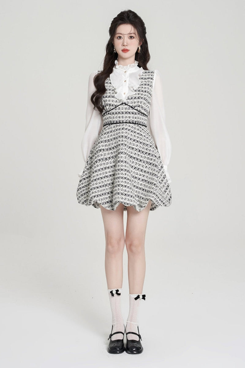 Houndstooth High-end Bud Skirt Dress Set