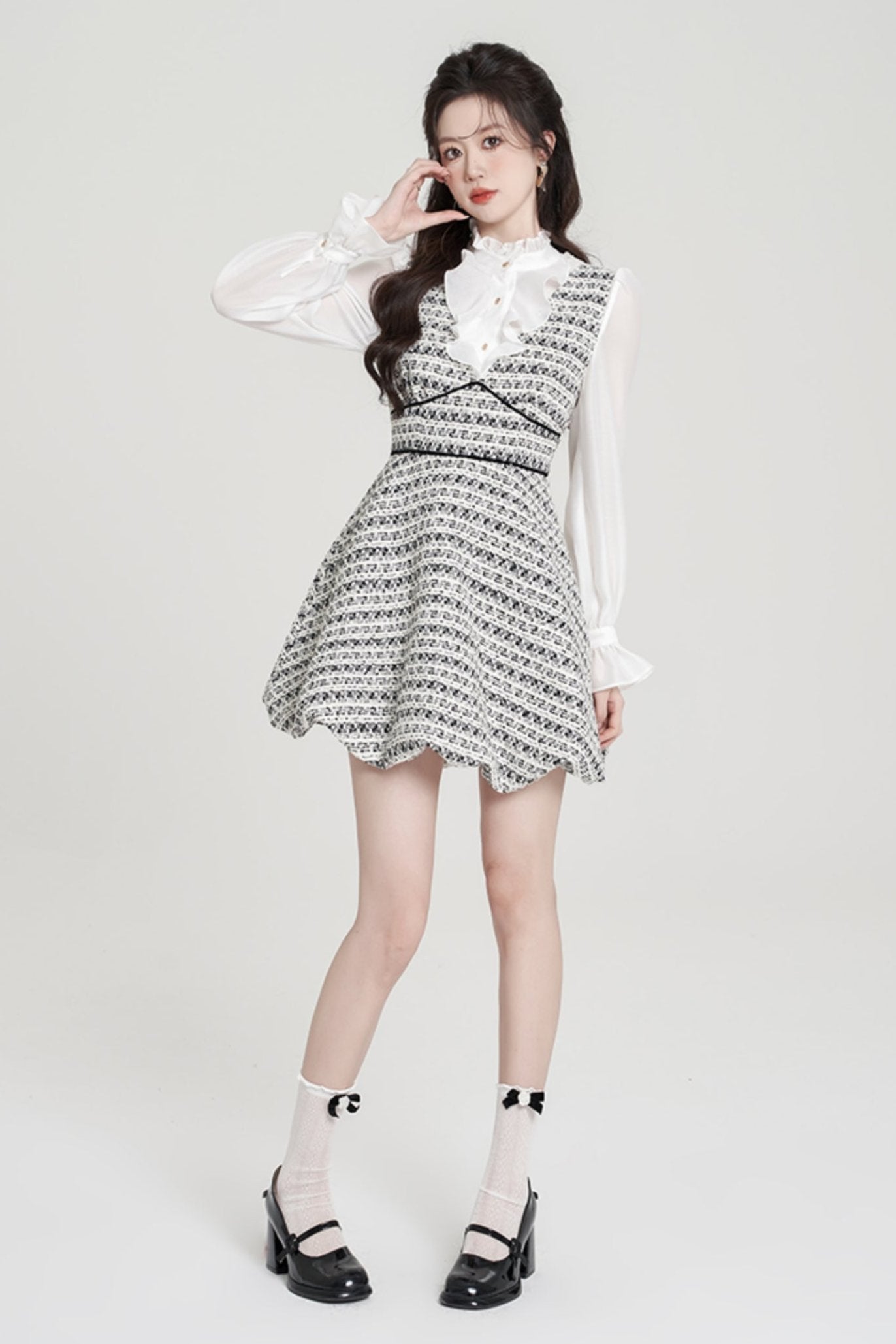 Houndstooth High-end Bud Skirt Dress Set
