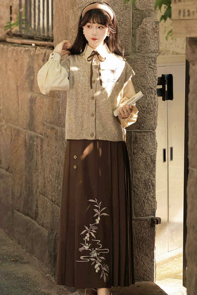 College Style Hanfu Skirt Set