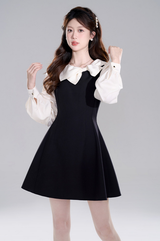 Black Waist Cinch Hepburn Dress