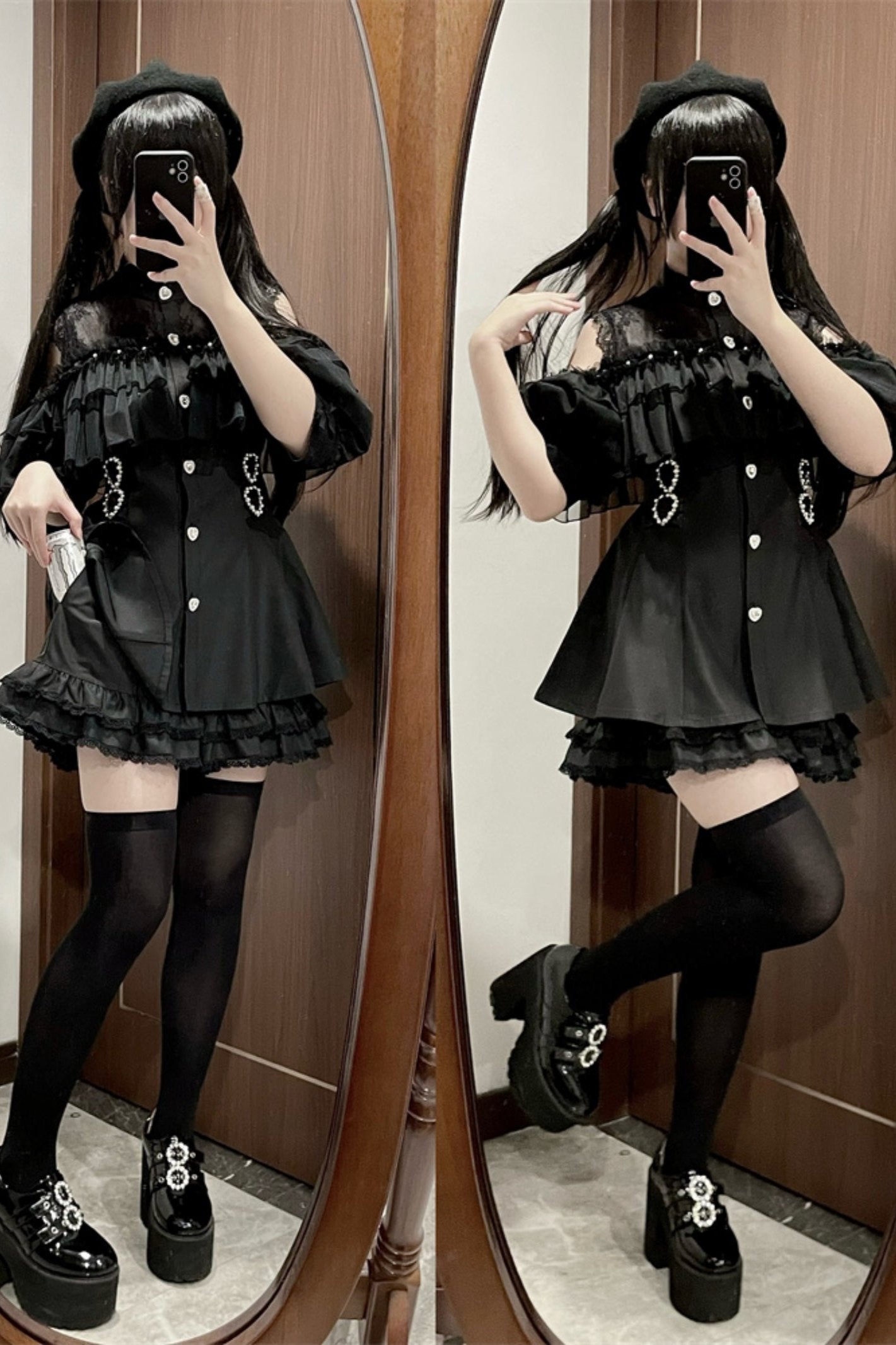 [pre-order] Japanese Yarn Off Shoulder Cape Suit