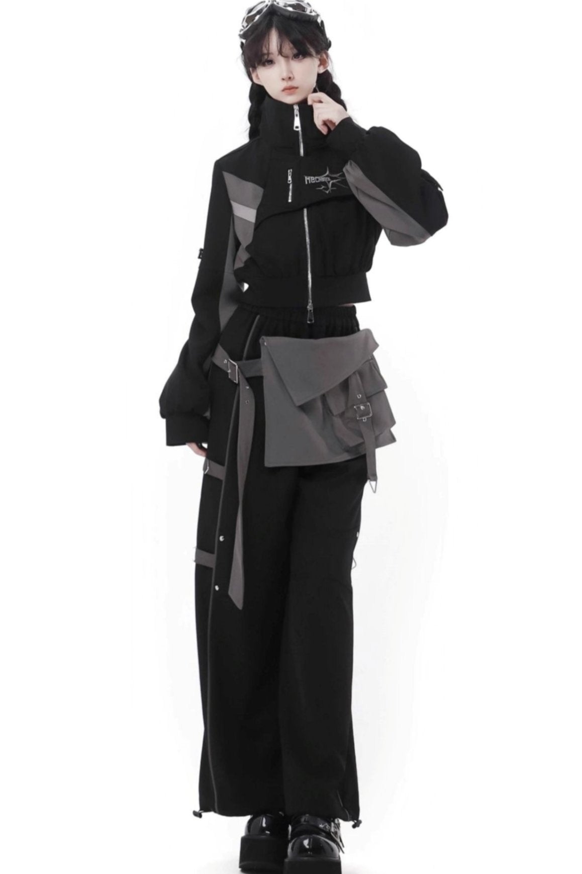 Black Cargo Anti-wrinkle Jacket Set