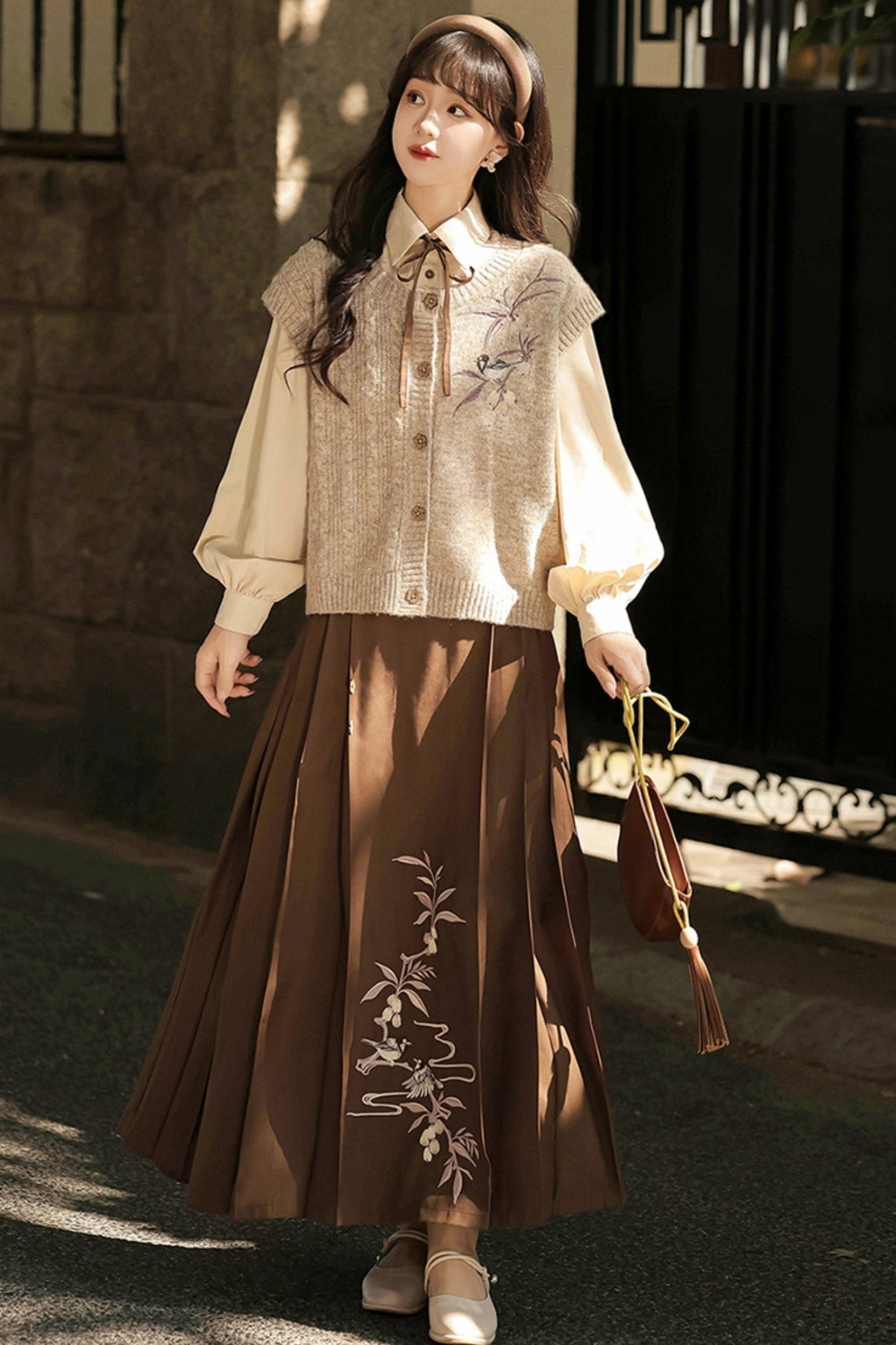 College Style Hanfu Skirt Set