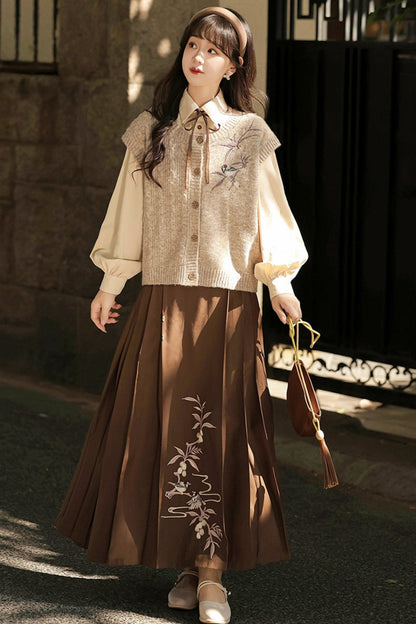College Style Hanfu Skirt Set