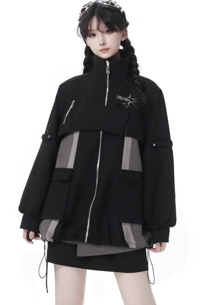 Black Cargo Anti-wrinkle Jacket Set