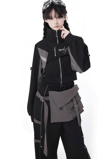 Black Cargo Anti-wrinkle Jacket Set