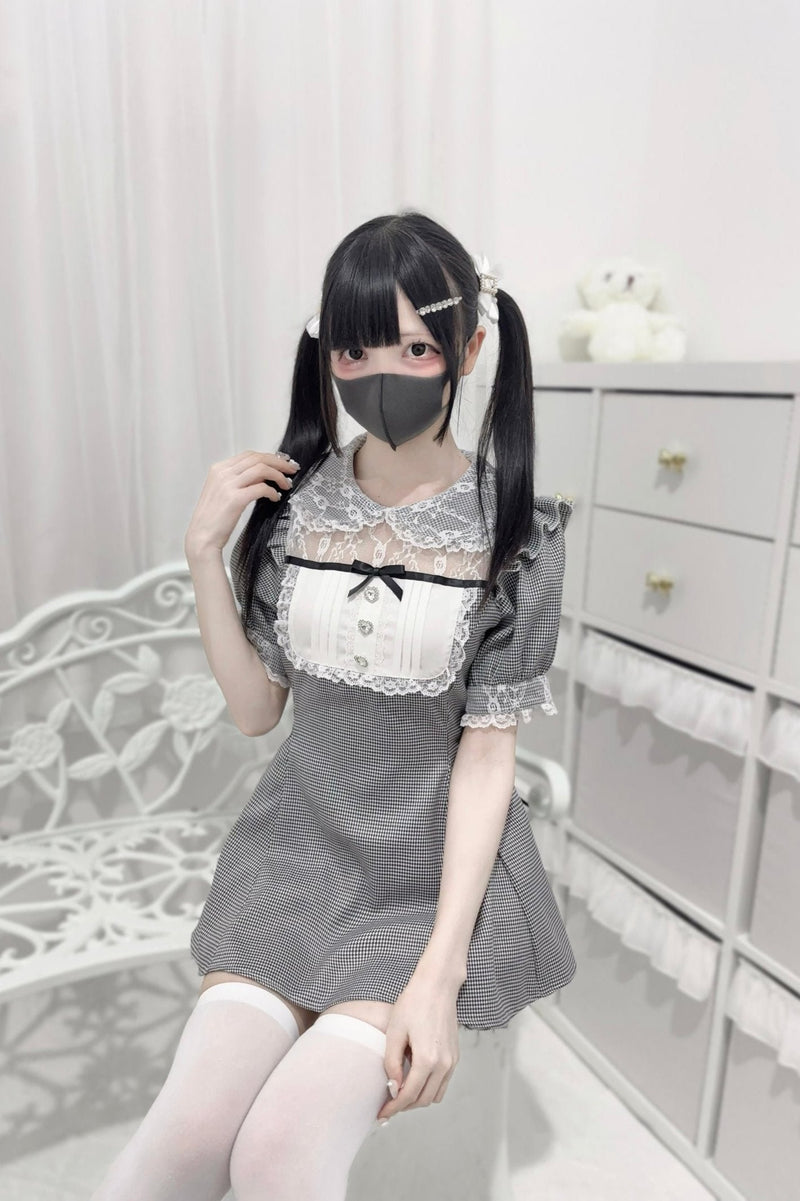 [pre-order] Lace Stitching Doll Collar Dress