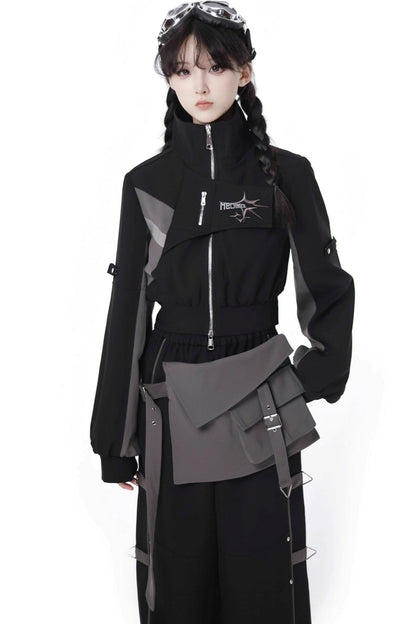 Black Cargo Anti-wrinkle Jacket Set