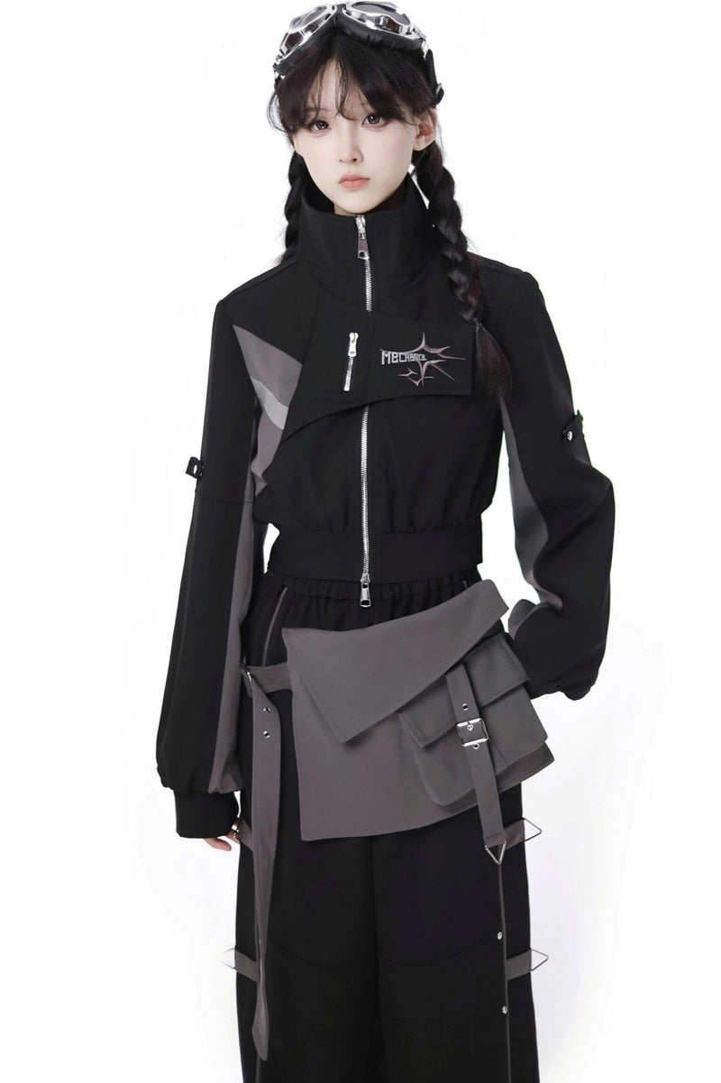 Black Cargo Anti-wrinkle Jacket Set