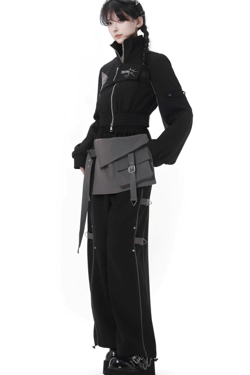 Black Cargo Anti-wrinkle Jacket Set