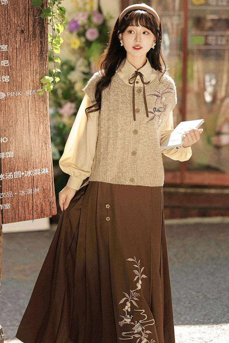 College Style Hanfu Skirt Set