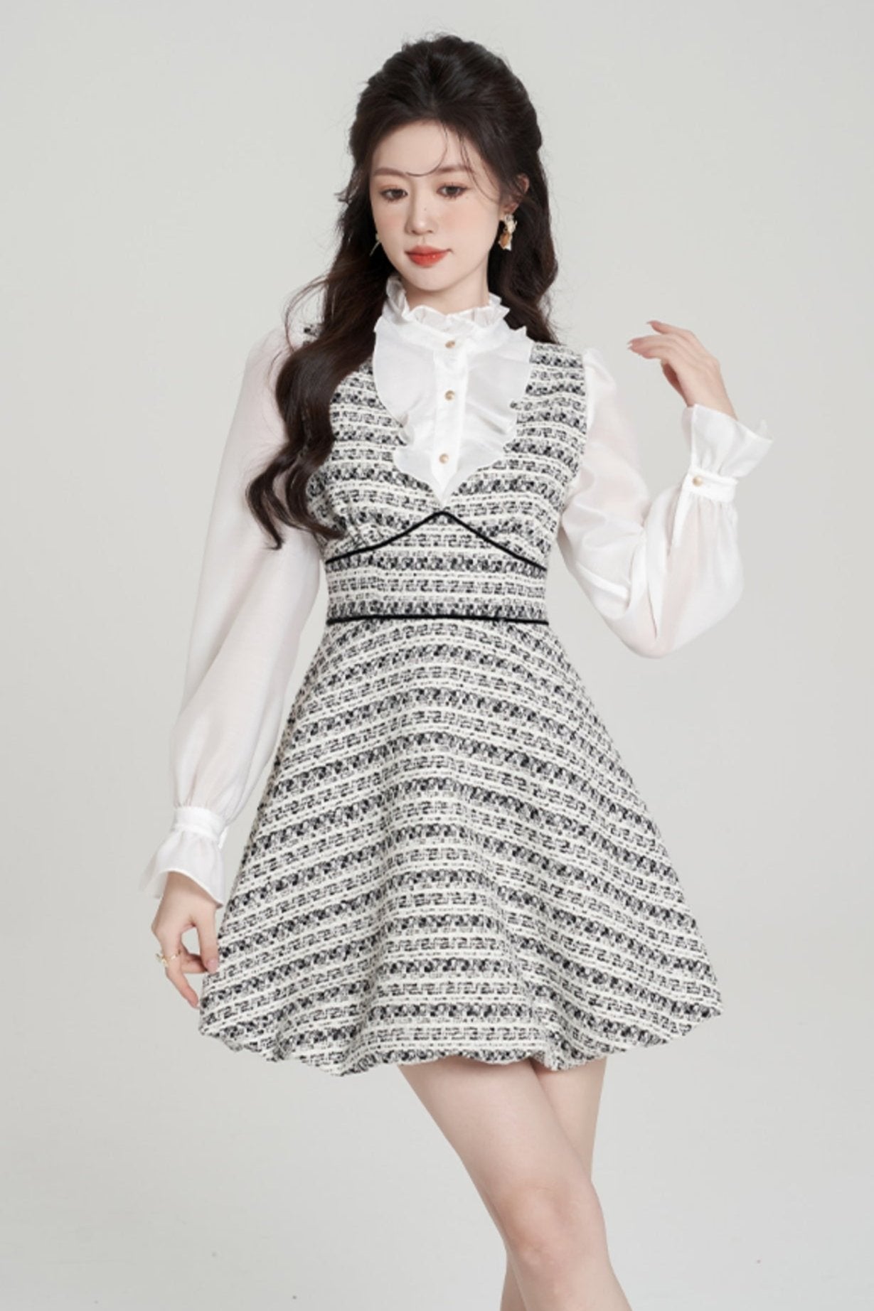 Houndstooth High-end Bud Skirt Dress Set
