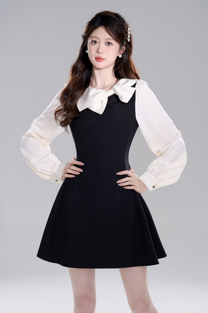 Black Waist Cinch Hepburn Dress
