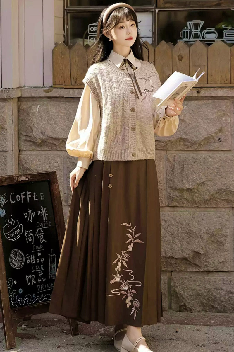 College Style Hanfu Skirt Set