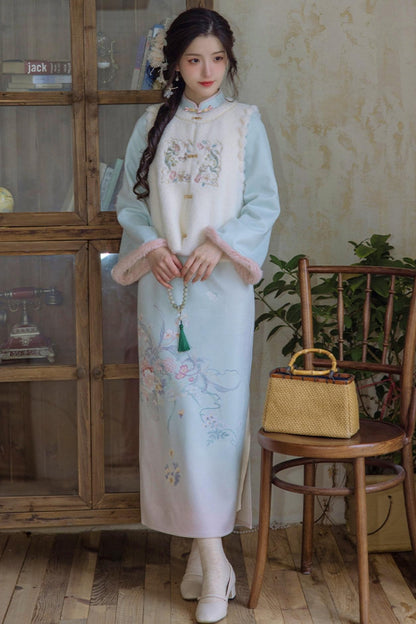 Plush Round Neck Chinese-style Set