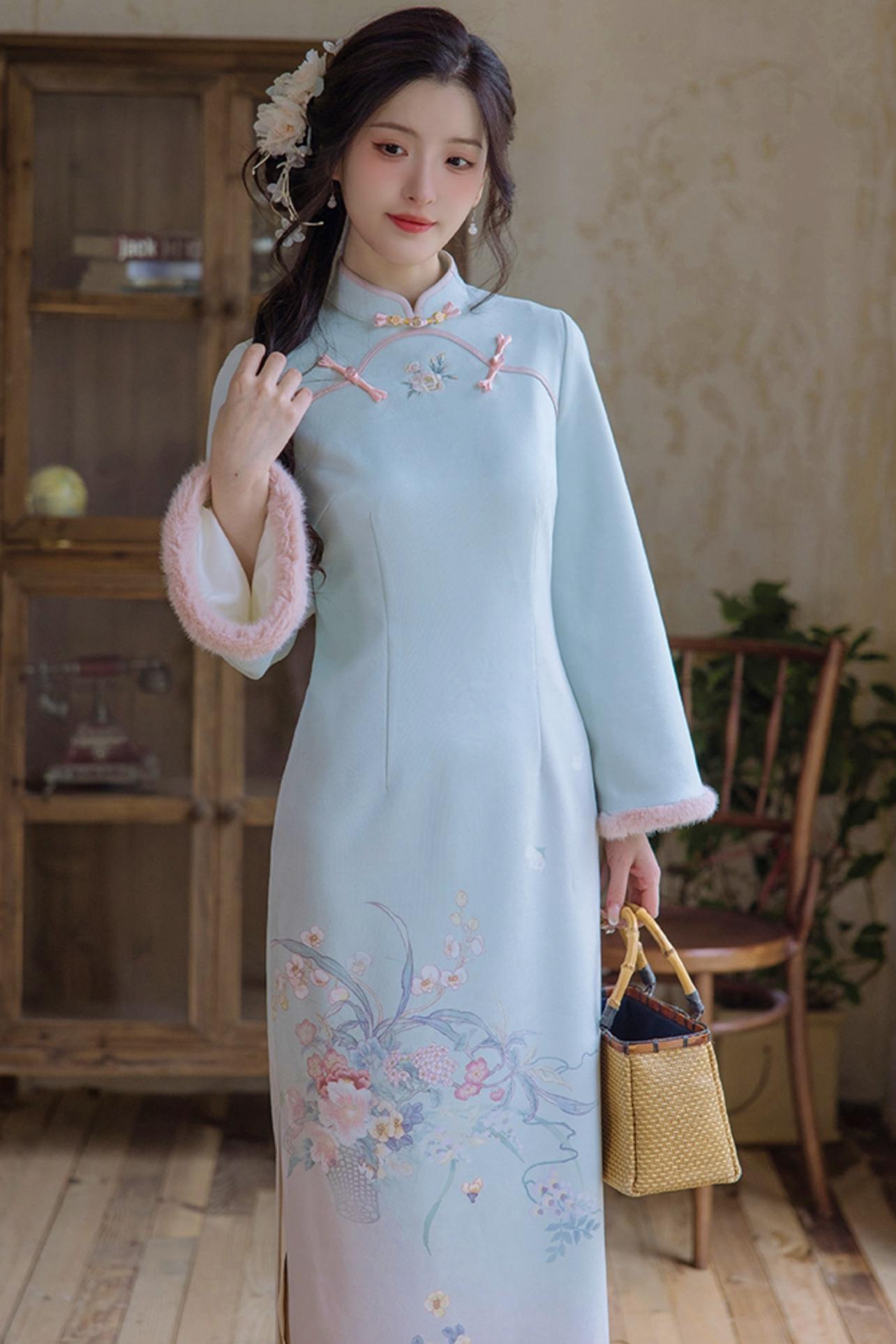 Plush Round Neck Chinese-style Set