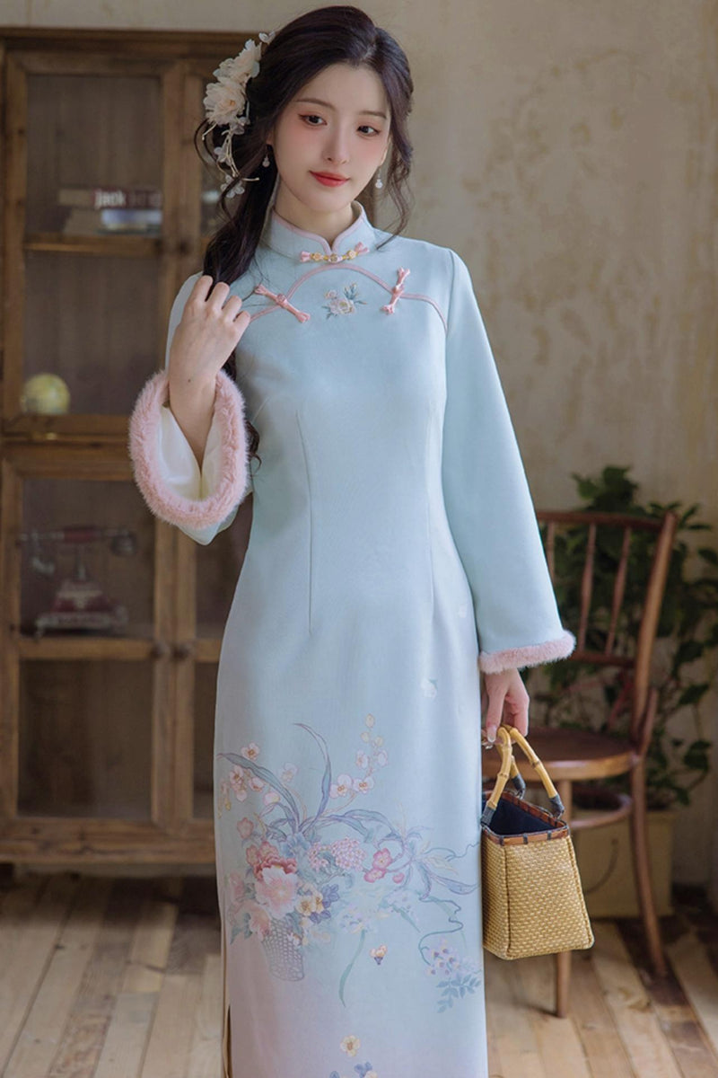 Plush Round Neck Chinese-style Set