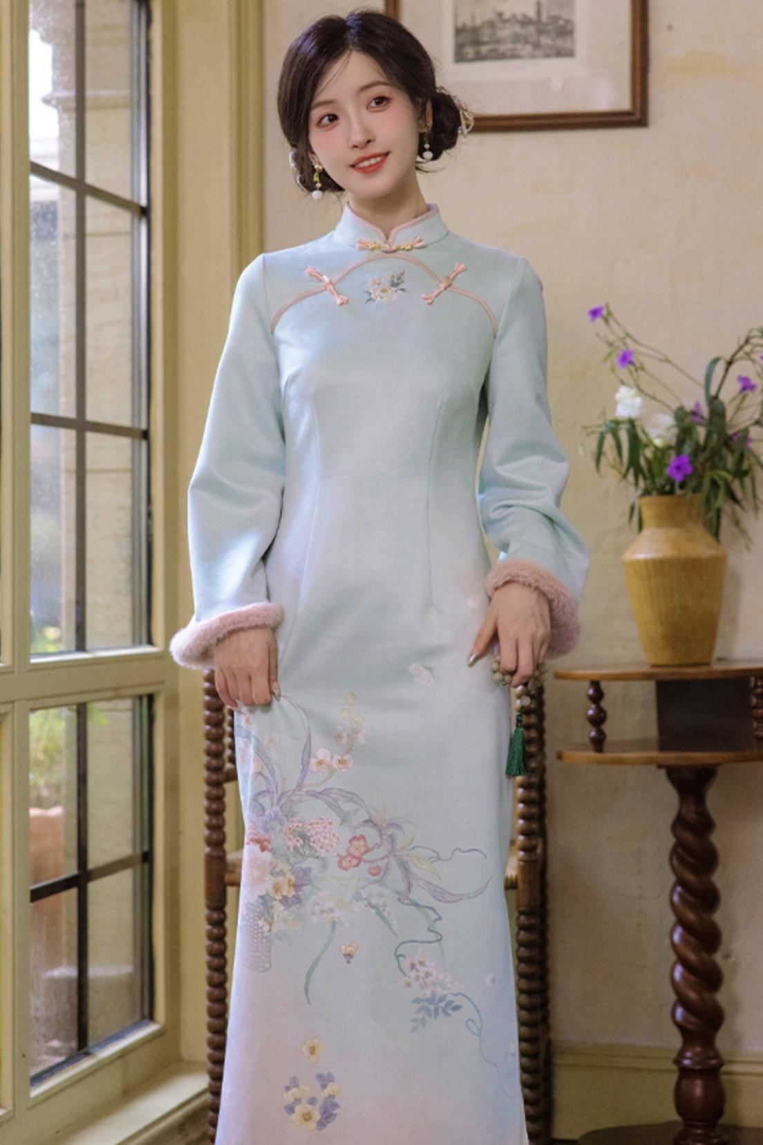 Plush Round Neck Chinese-style Set
