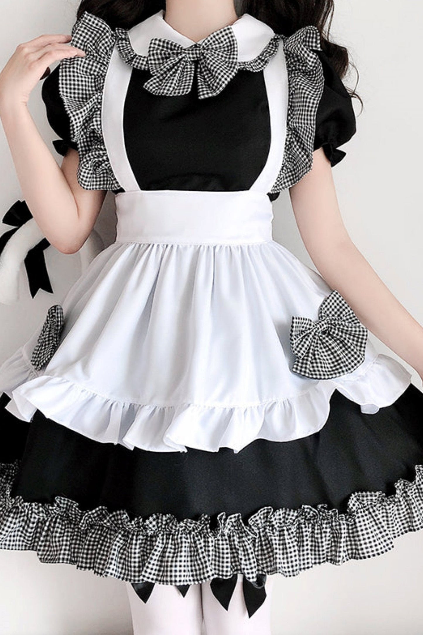 Dress With Apron and Tiara Bow Set