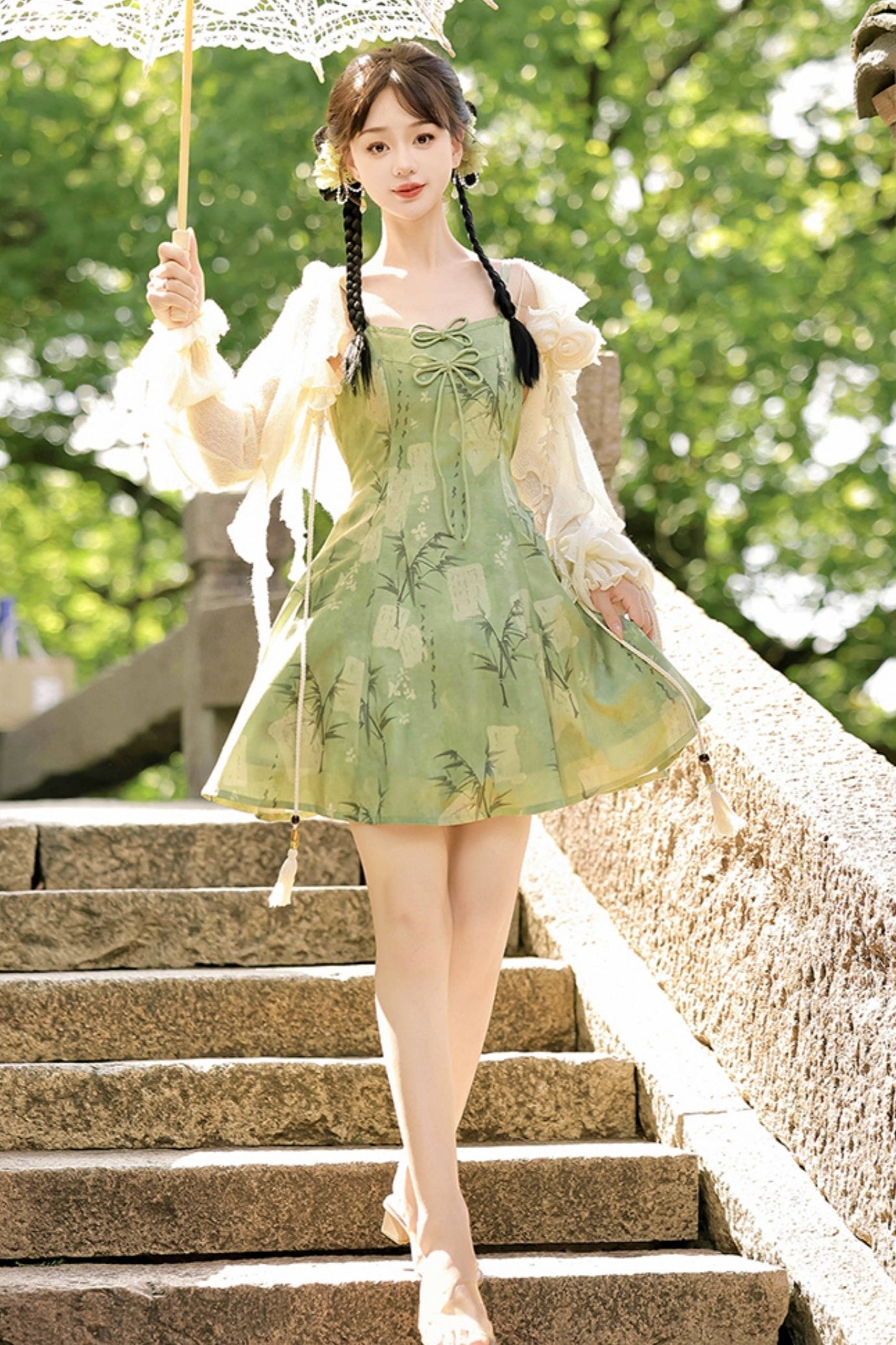 Daily Hanfu Sweet Cardigan + Slip Dress