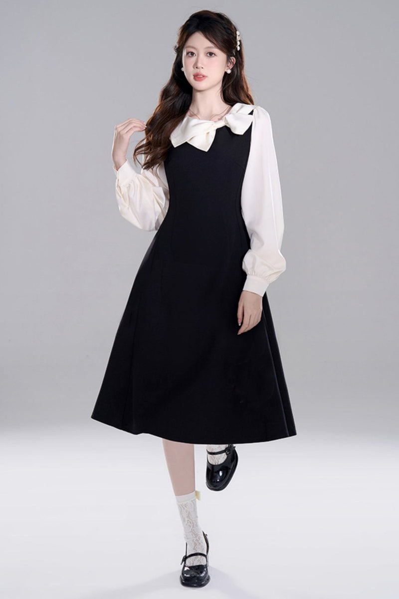 Black Waist Cinch Hepburn Dress