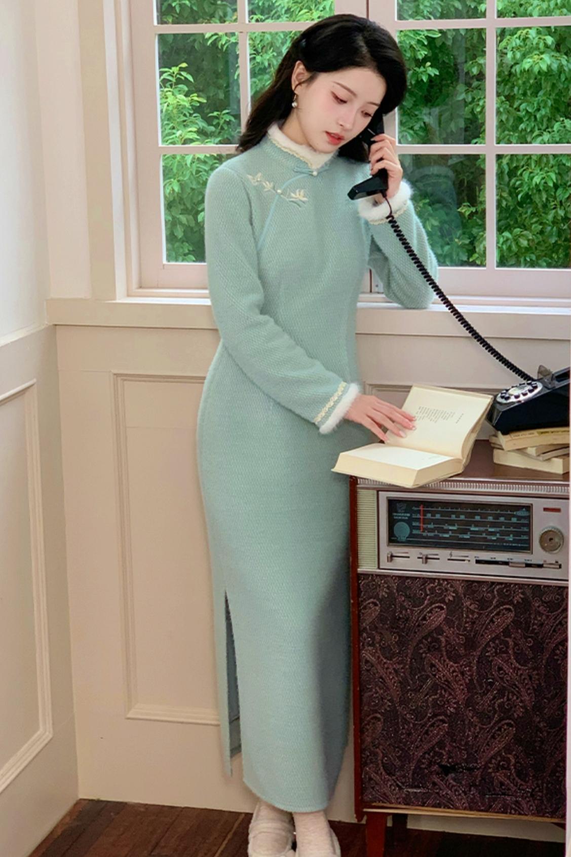 Two Tone Waist Chinese-style Dress